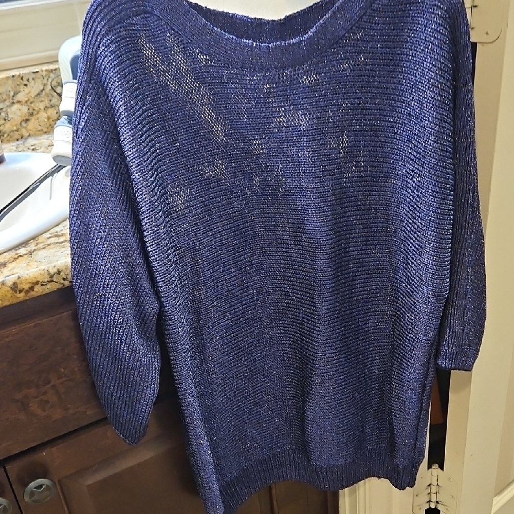Chico's Purple Crew Neck Sweater with Metallic Shimmer. GORGEOUS